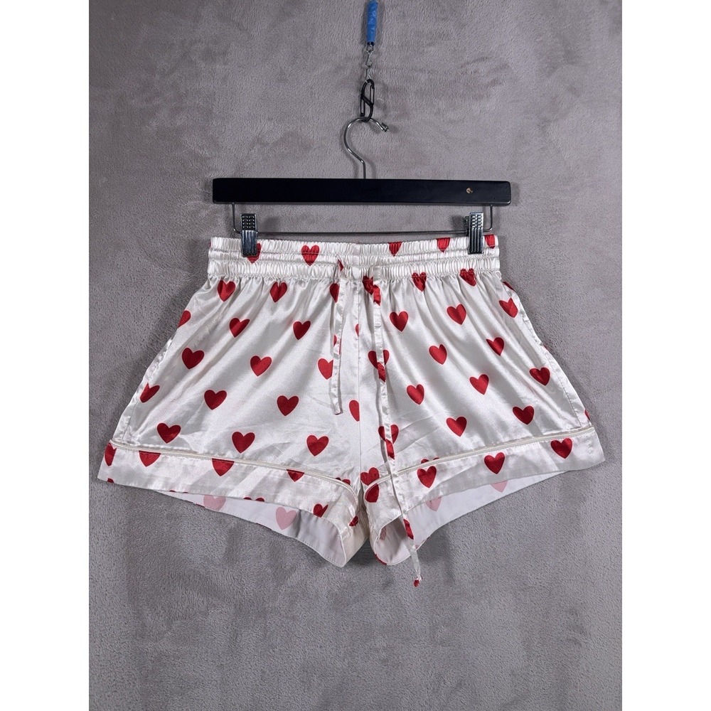 Show Me Your Mumu Queen‎ Of Hearts Pajama Shorts Womens Size XS White Heart